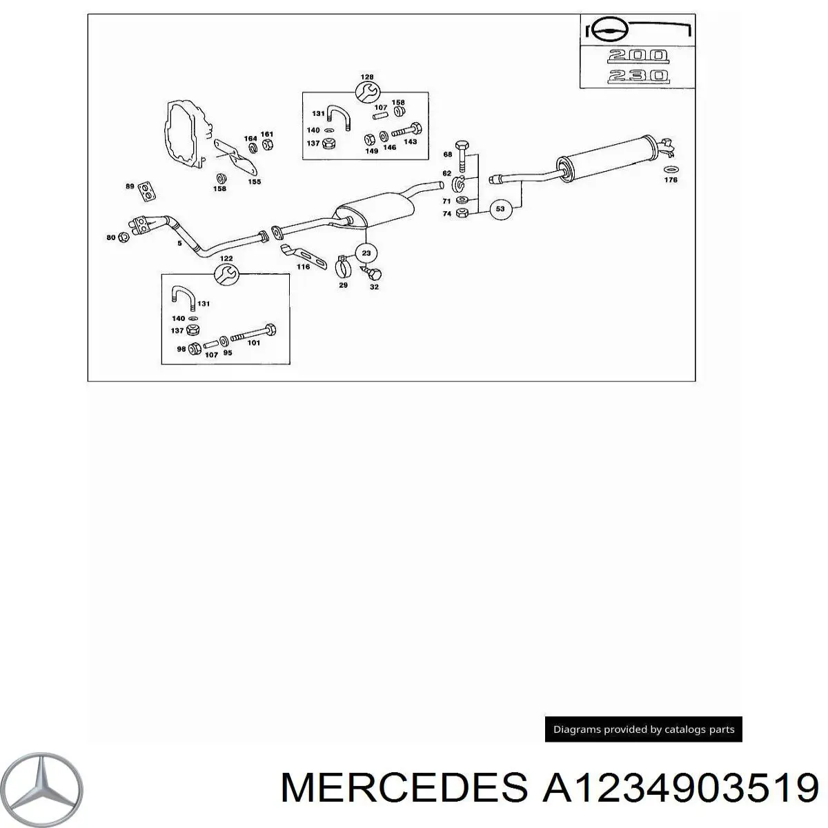 Глушник, передня частина Mercedes A1234903519 ціна, від 20.63 USD