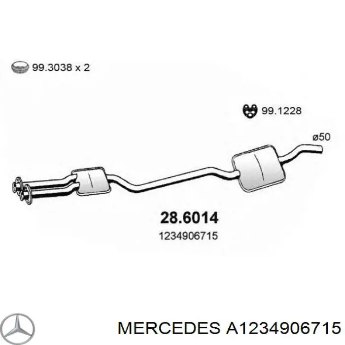 A1234906715 Mercedes глушник, передня частина