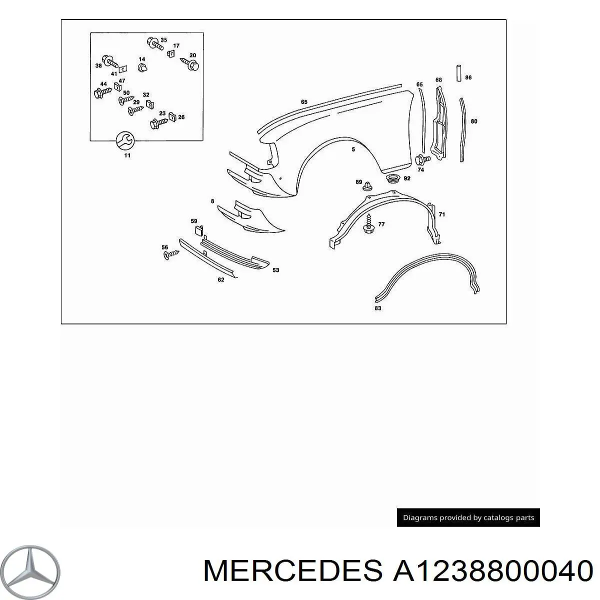 Супорт радіатора нижній/монтажна панель кріплення фар на Mercedes E-Class (W123)