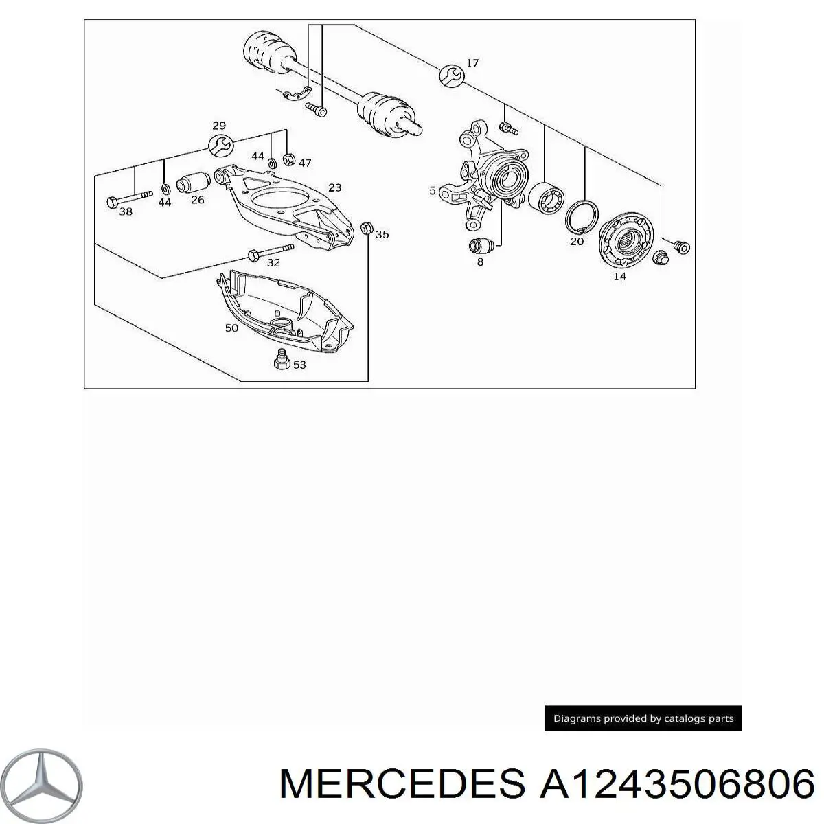 Болт кріплення заднього верхнього важеля, комплект Mercedes A1243506806 ціна, від 15.89 USD