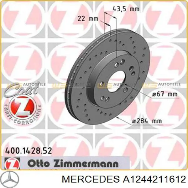 Гальмівні диски передні A1244211612 Mercedes