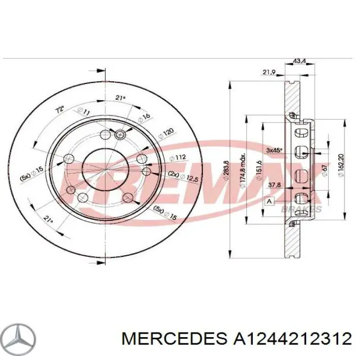 Купити A1244212312 Mercedes Ротор гальмівний