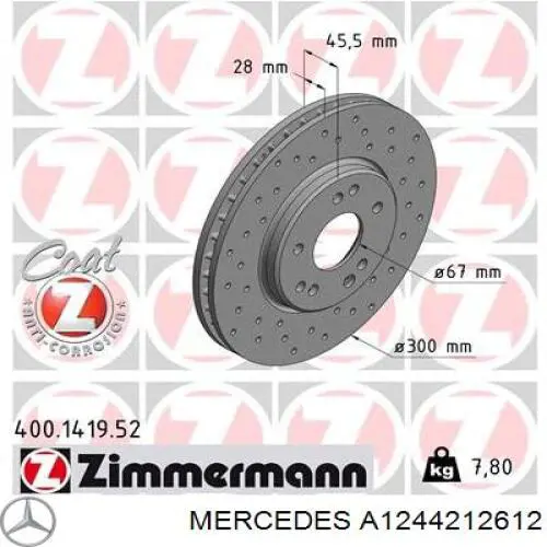 Купити A1244212612 Mercedes Ротор гальмівний