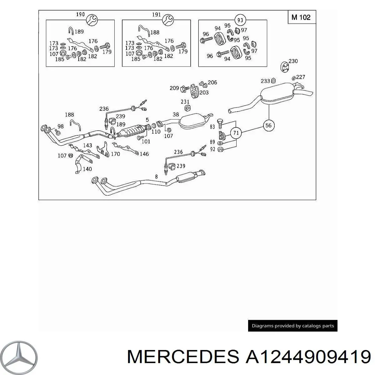 Купити A1244909419 Mercedes Перетворювач відпрацьованих газів