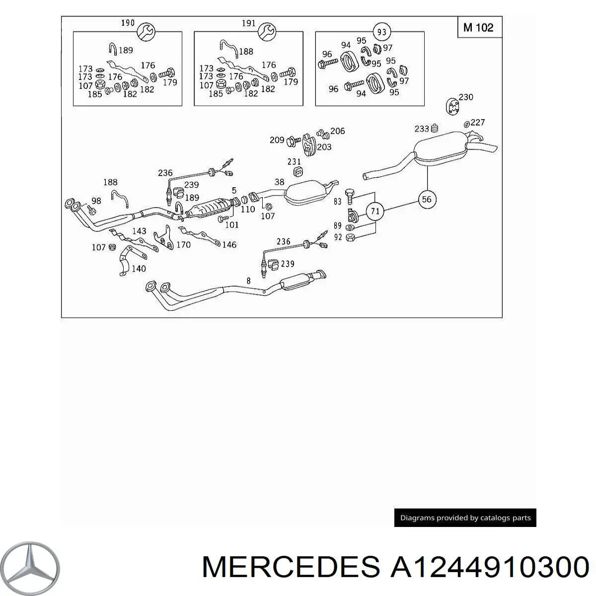 Вихлопна труба Mercedes A1244910300 ціна, від 70.65 USD