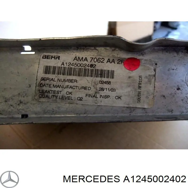 A1245002402 Mercedes радіатор охолодження двигуна