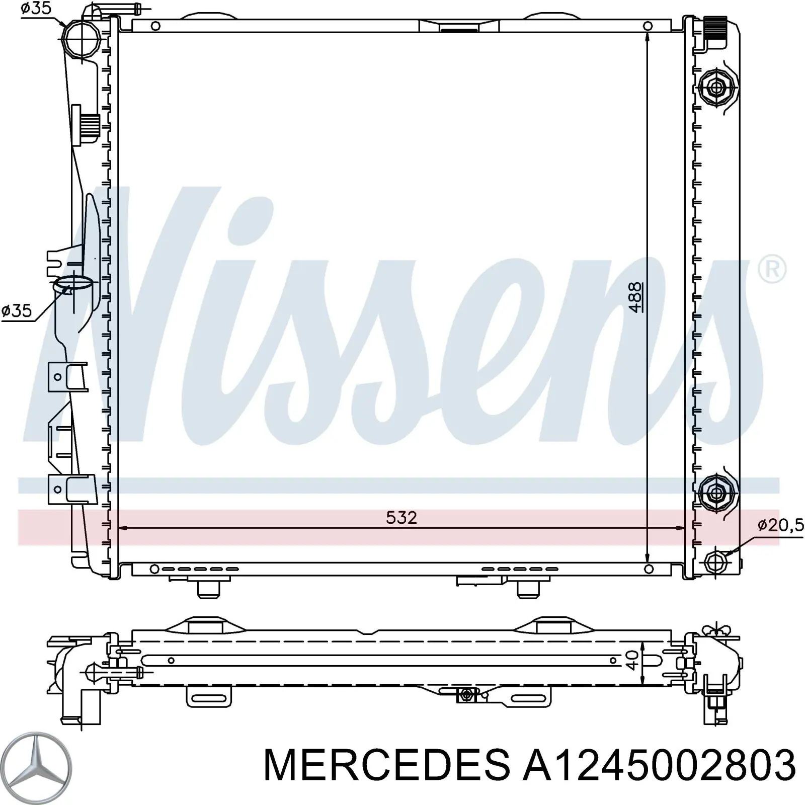 Купити A1245002803 Mercedes Радіатор двигуна