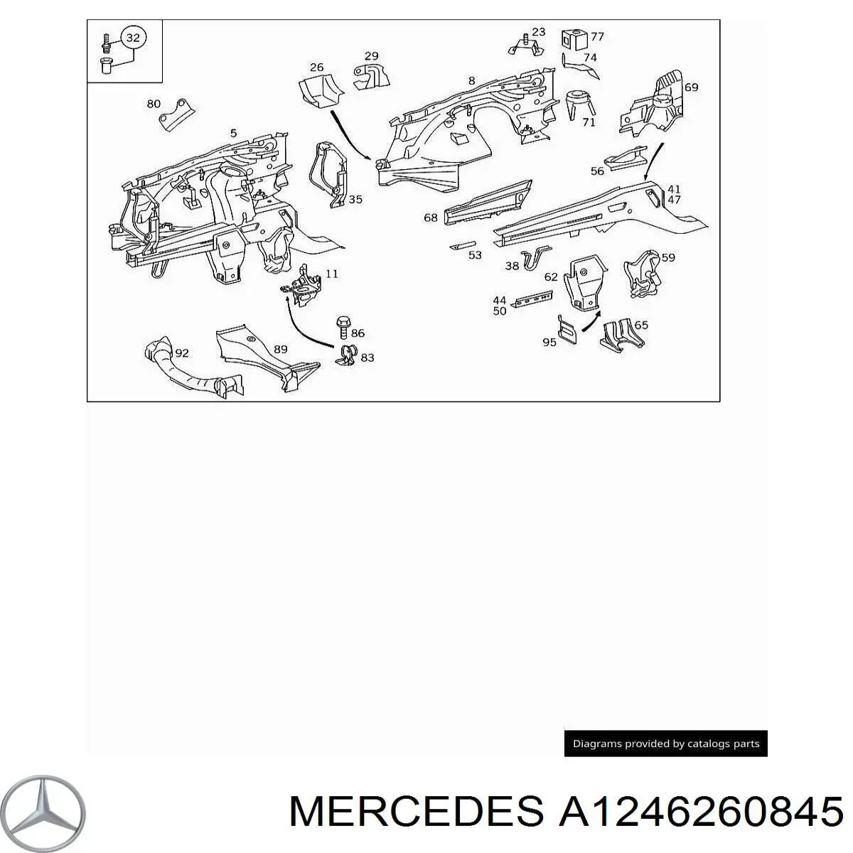 Супорт радіатора правий/монтажна панель кріплення фар Mercedes A1246260845 ціна, від 22.83 USD
