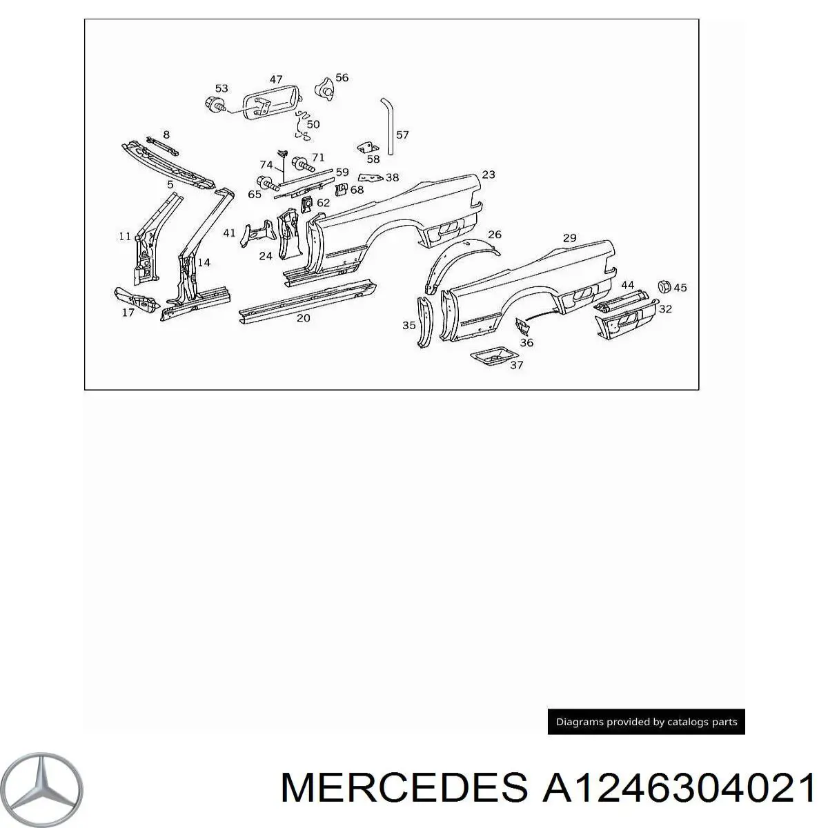 Крило заднє праве Mercedes A1246304021 ціна, від 240.54 USD