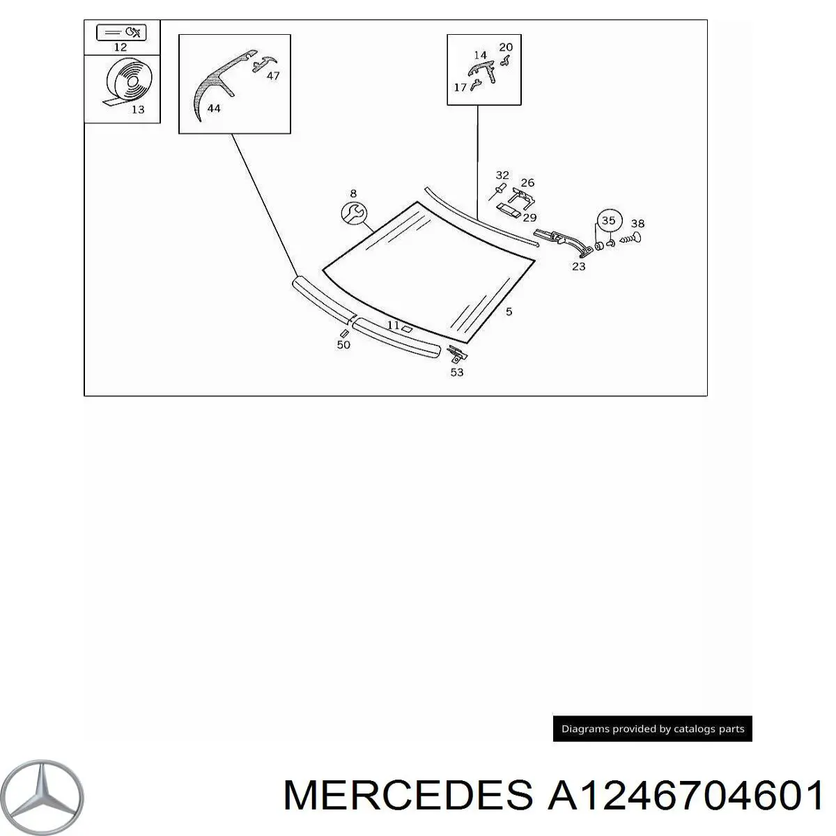 Автоскло Mercedes A1246704601 ціна, від 792.58 USD