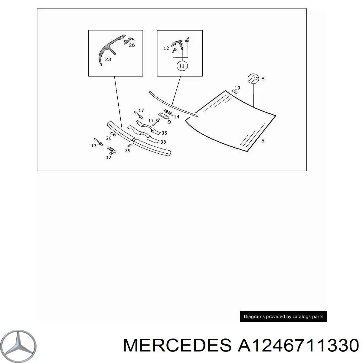 Молдинг вітрового скла, нижній Mercedes A1246710530 ціна, від 6.33 USD