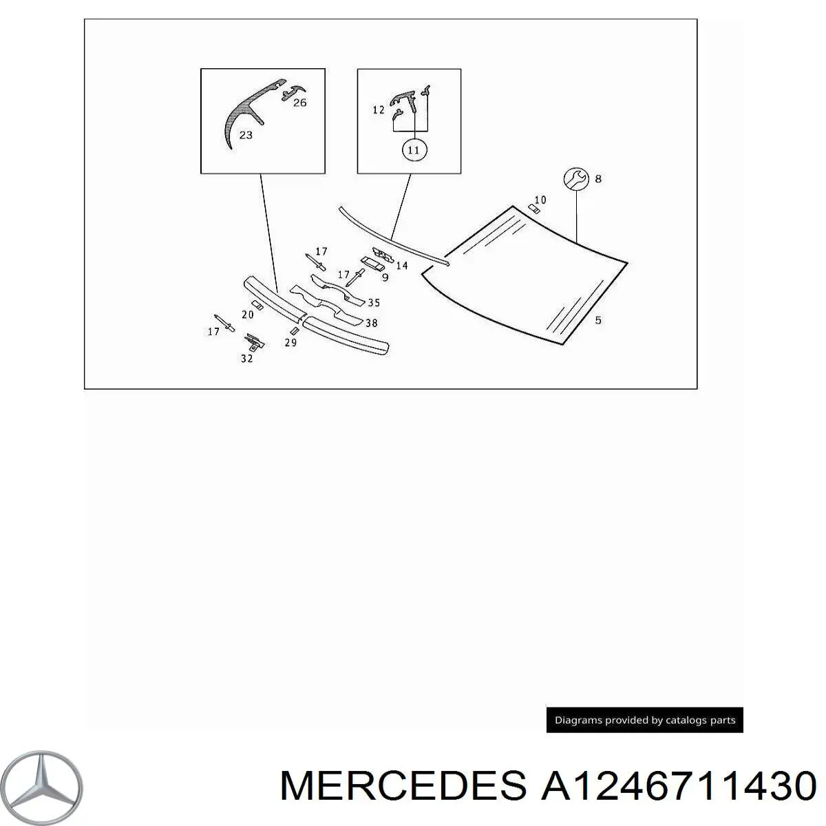 Молдинг лобового скла, нижній A1246711430 Mercedes