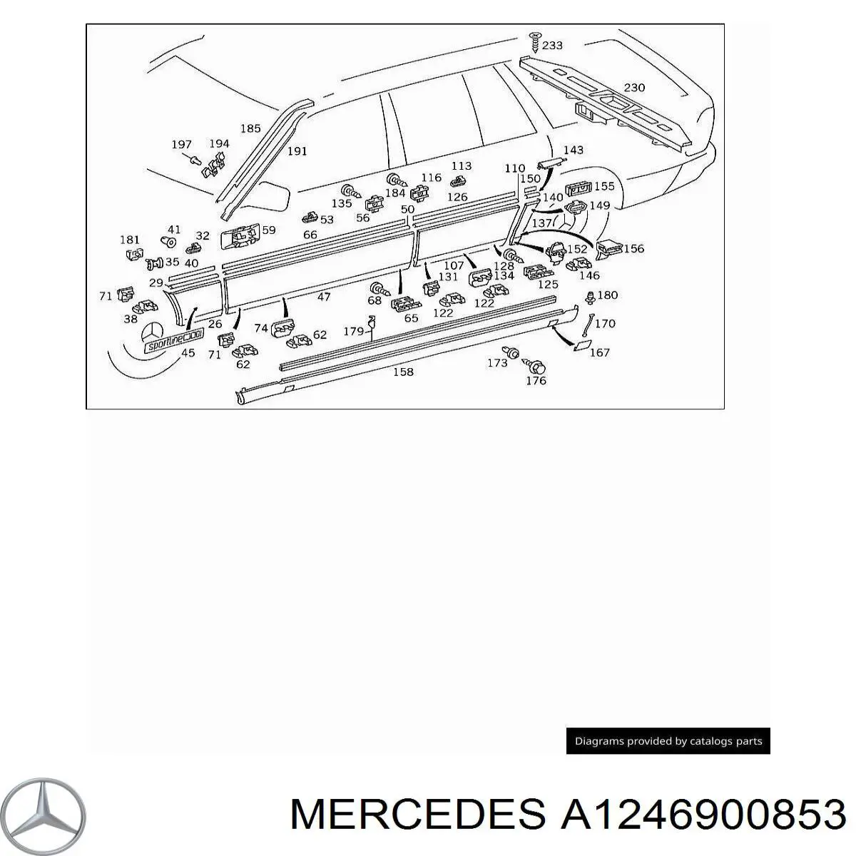 A1246900853 Mercedes Накладка зовнішня (молдинг) порога, правий