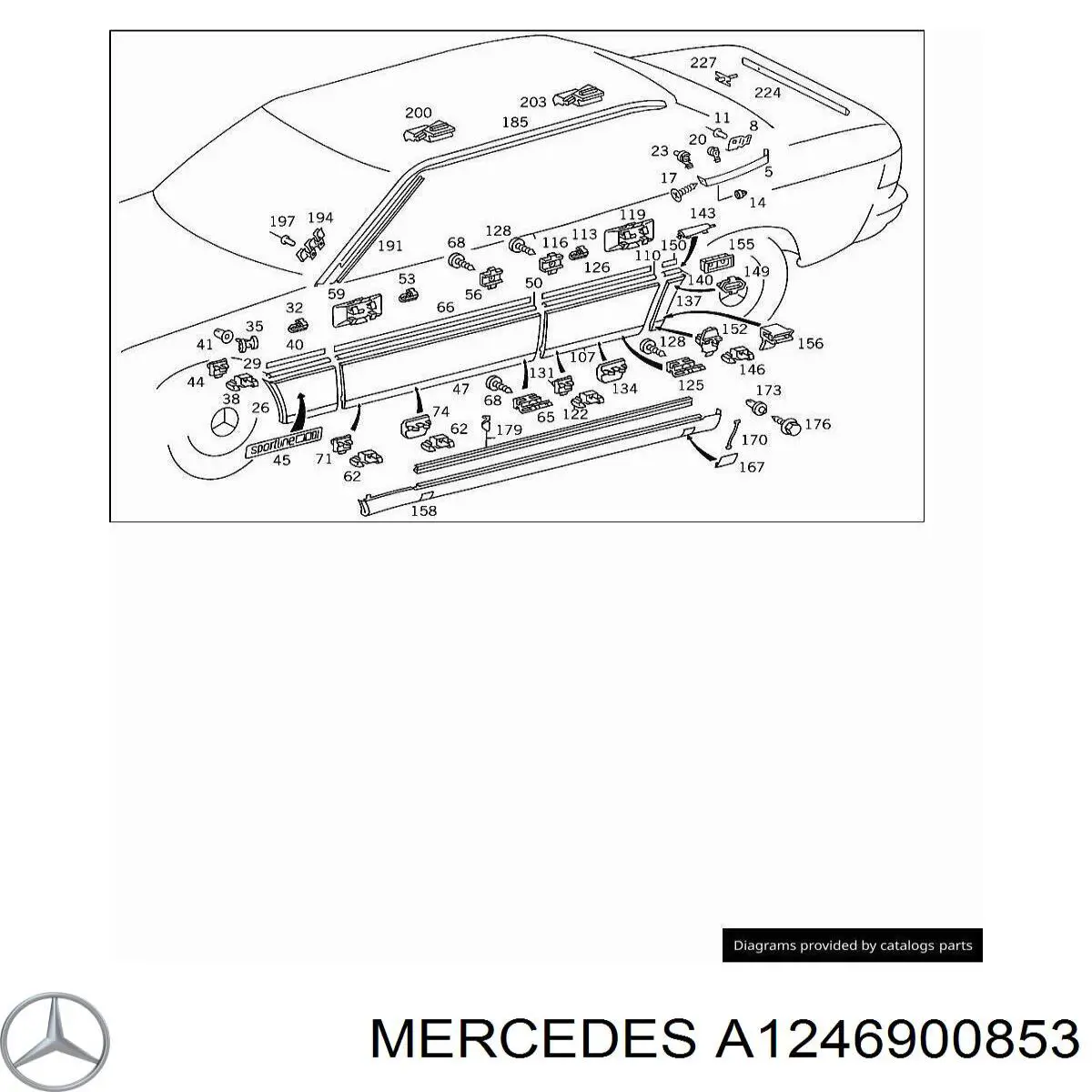 Накладка зовнішня (молдинг) порога, правий Mercedes A1246900853 ціна, від 25.34 USD