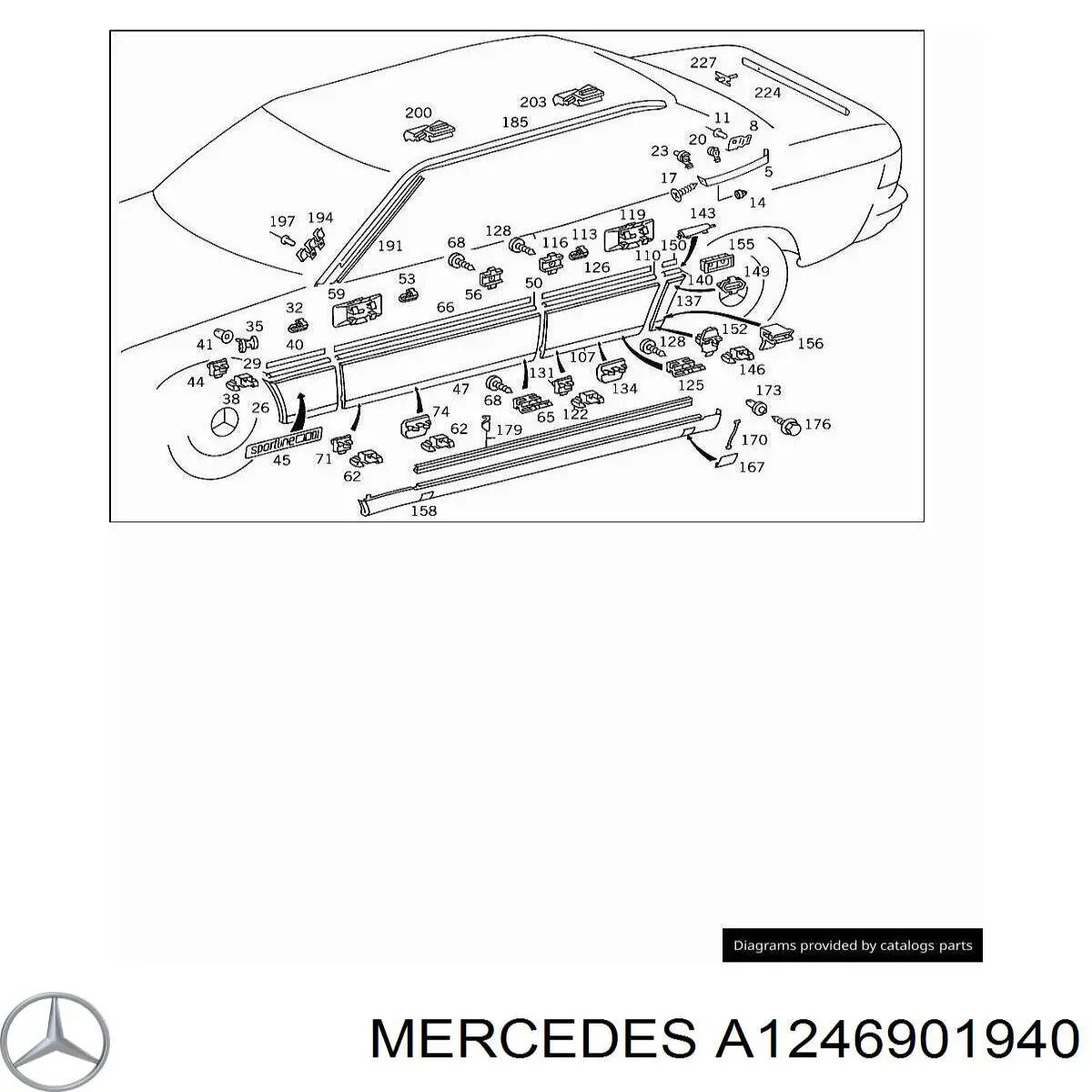 A1246901940 Mercedes молдинг заднього лівого крила