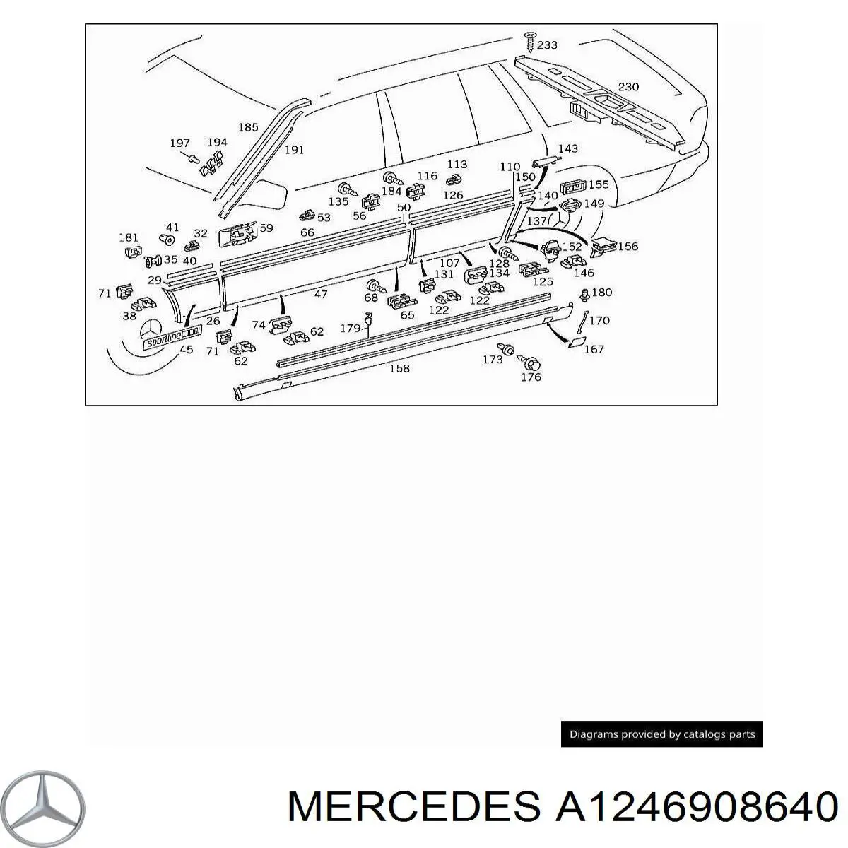 A1246908640 Mercedes Накладка задніх правих дверей