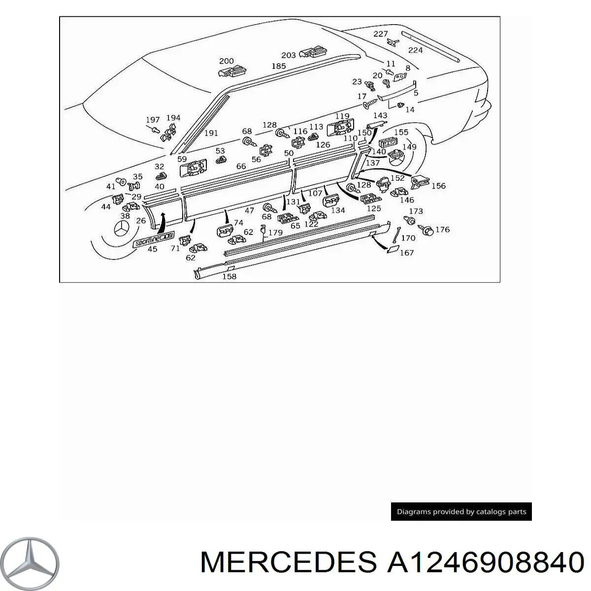 Молдинг заднього правого крила Mercedes A1246908840 ціна, від 13.66 USD