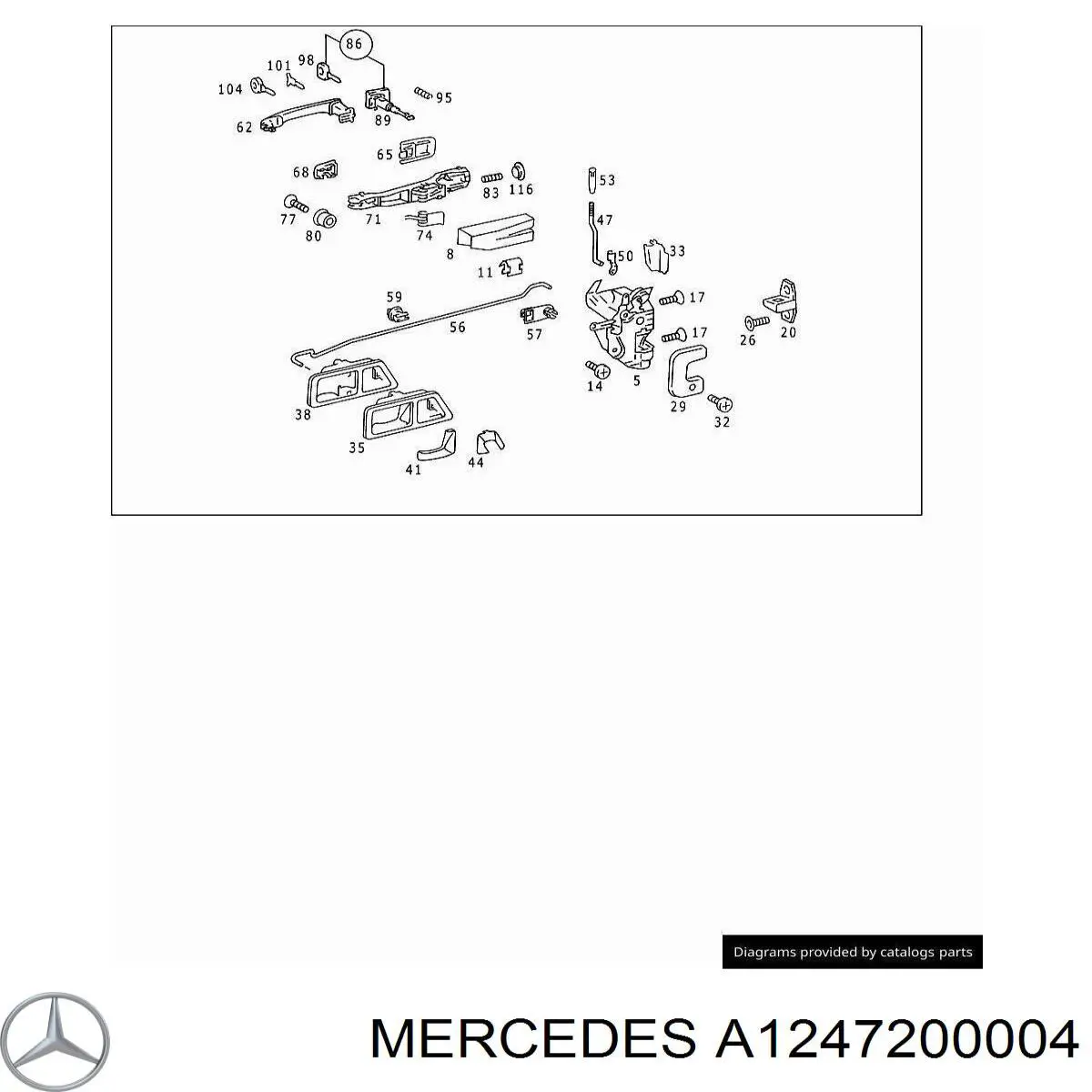 A1247200004 Mercedes Петля-зачіп (відповідна частина) замка двері передньої
