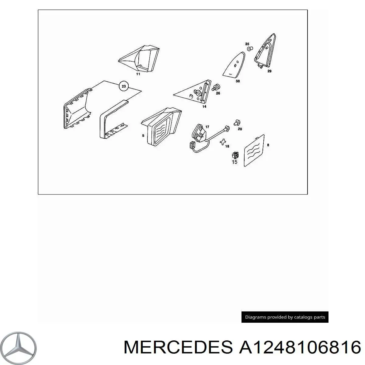 Праве бічне дзеркало Mercedes A1248106816 ціна, від 61.85 USD