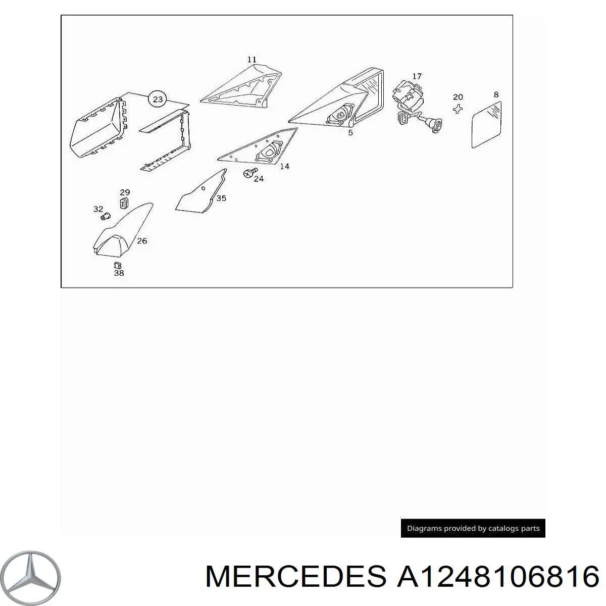 1248106816 Mercedes дзеркало заднього виду, праве