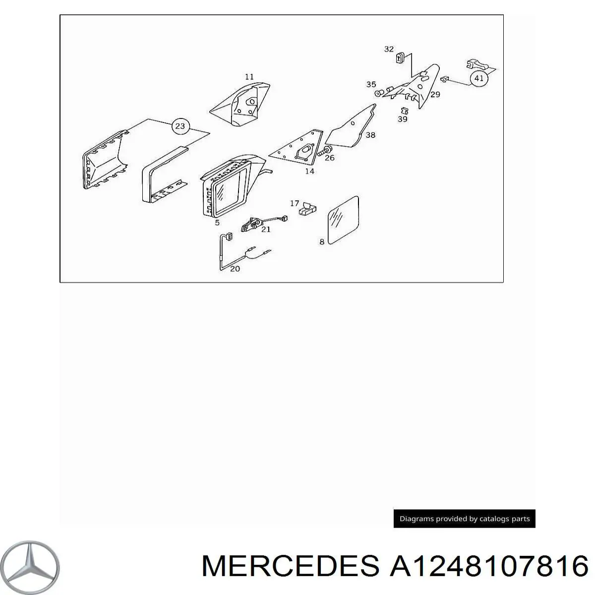 1248107816 Mercedes дзеркало заднього виду, ліве