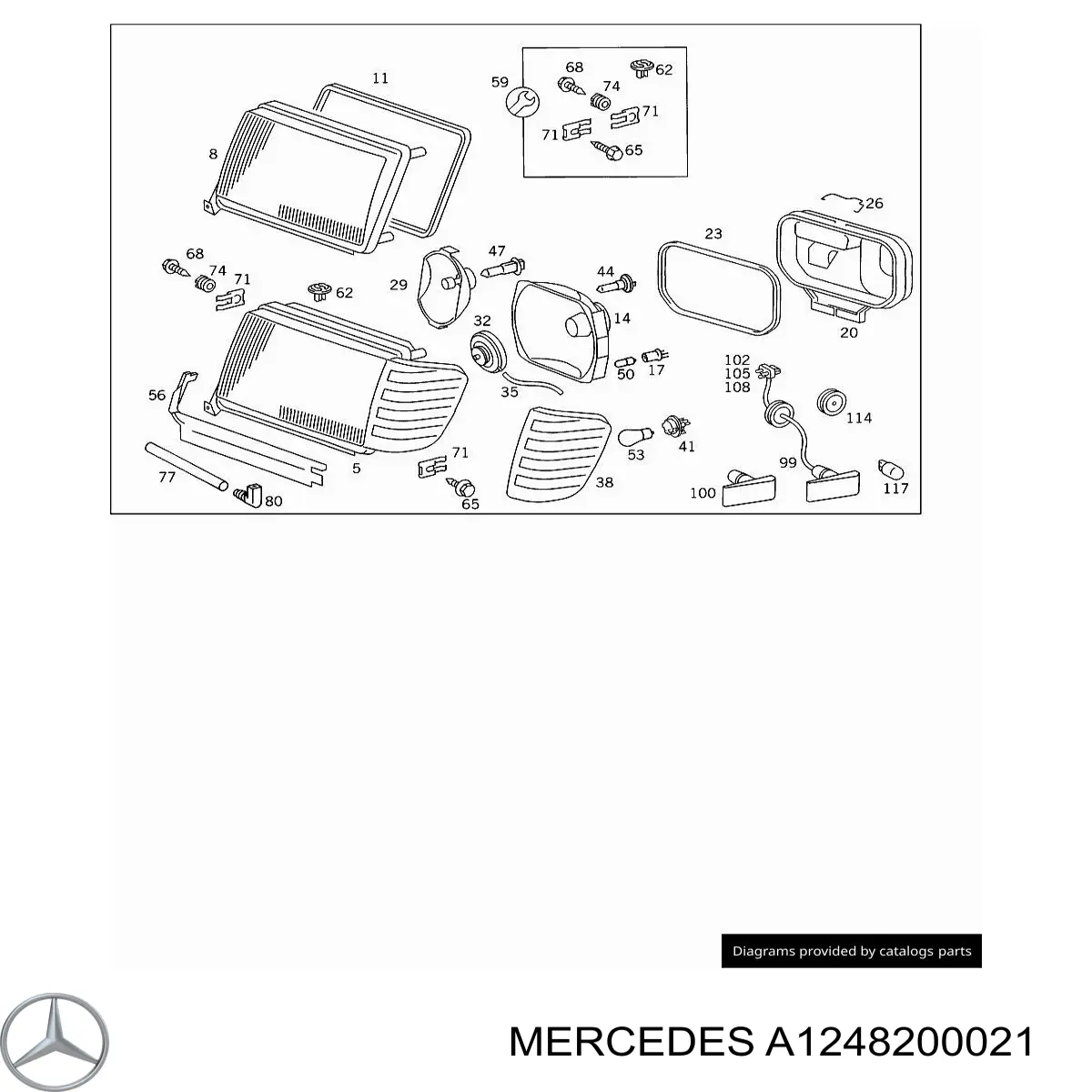 Купити A1248200021 Mercedes Повторювач повороту на крилі