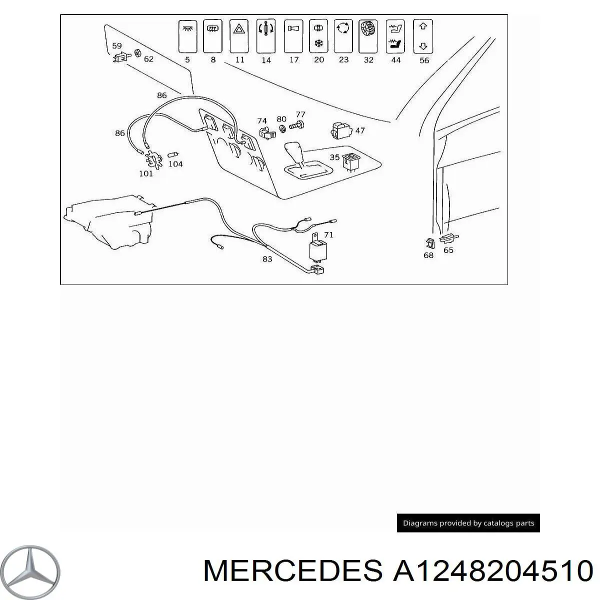A1248204510 Mercedes кнопка вмикання двигуна склопідіймача передня права