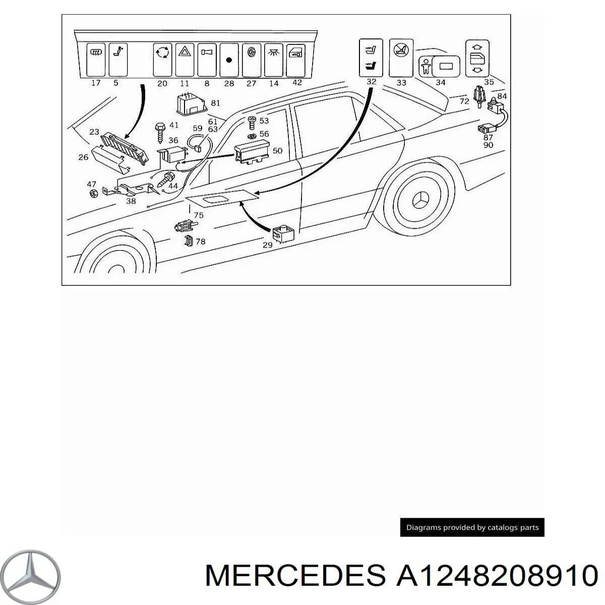 Кнопковий блок керування склопідіймачами передній лівий Mercedes A1248208910 ціна, від 9.84 USD