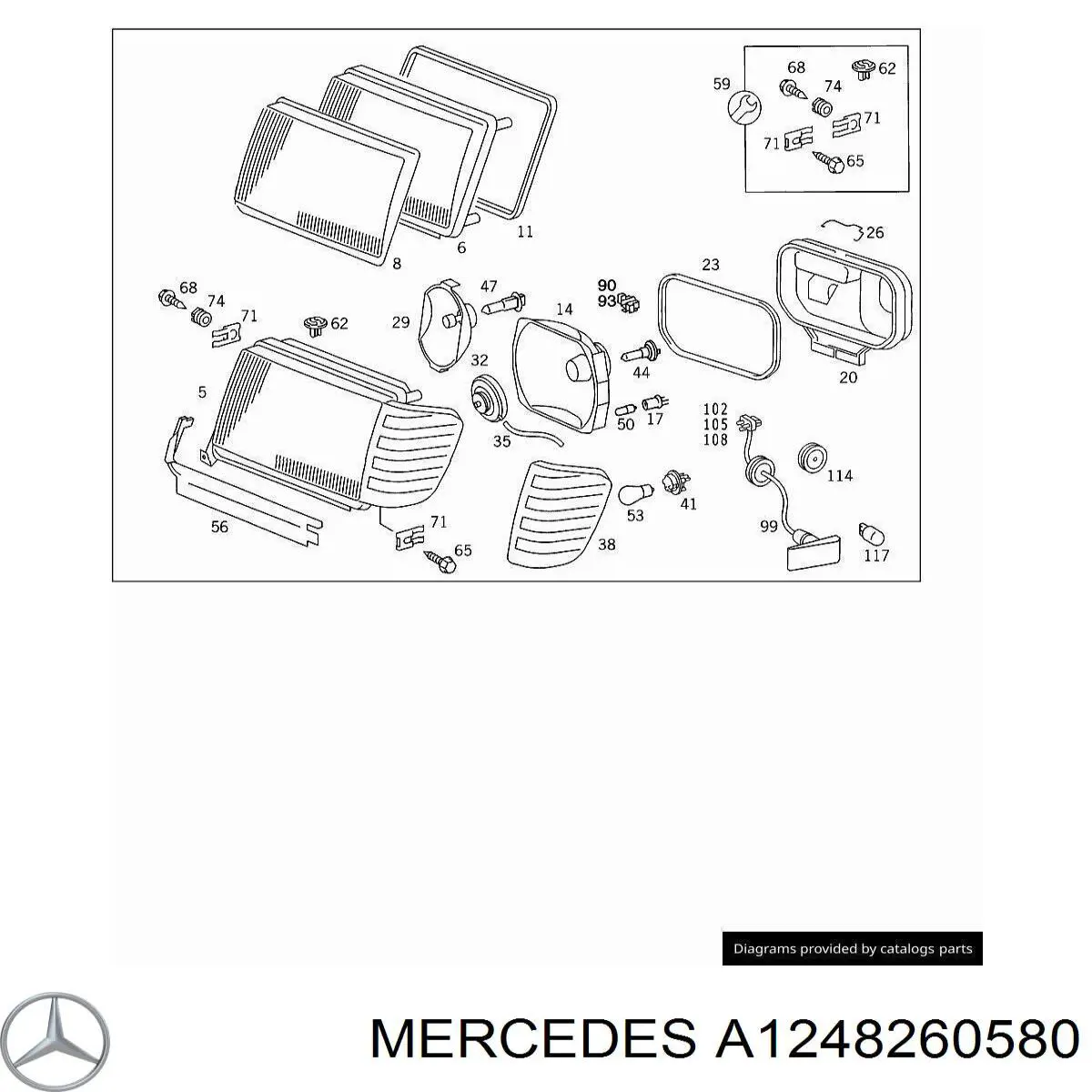 Ущільнювач фари лівої Mercedes A1248260580 ціна, від 14.09 USD