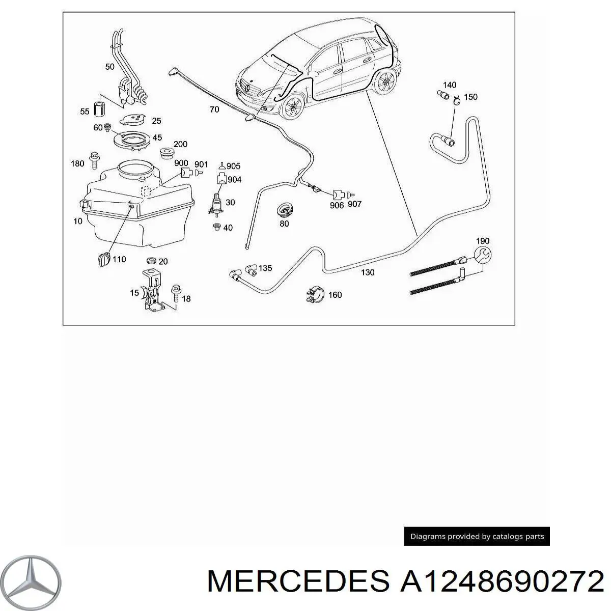 Купити A1248690272 Mercedes Кришка бачка омивача
