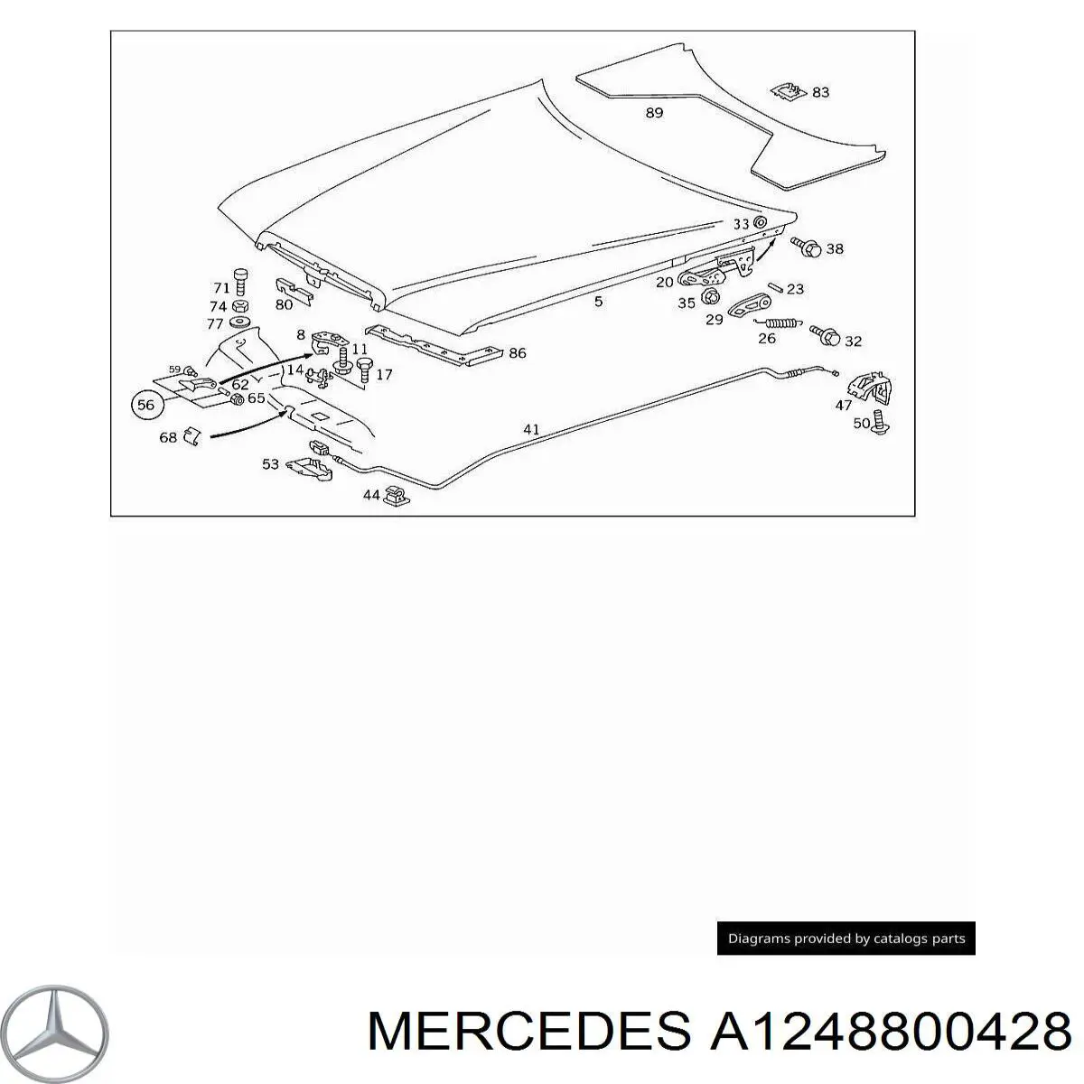 A1248800428 Mercedes Завіс капота, правий