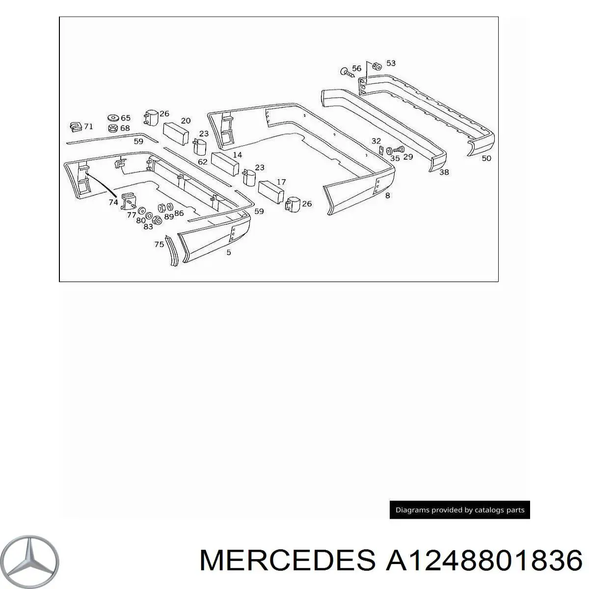A1248801836 Mercedes молдинг заднього бампера, правий