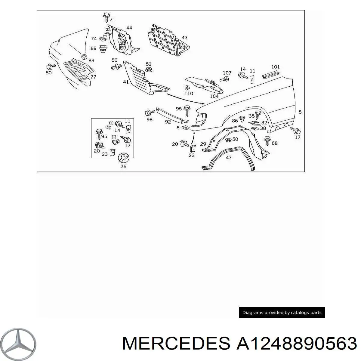 A1248890563 Mercedes вія (накладка лівої фари)