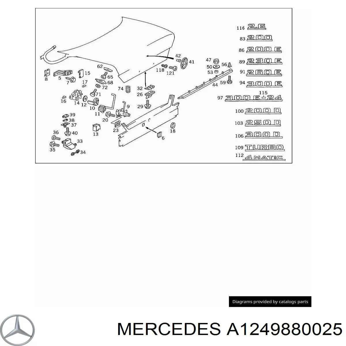 Кліпса (пістон) кріплення молдинга двері Mercedes A1249880025 ціна, від 0.94 USD