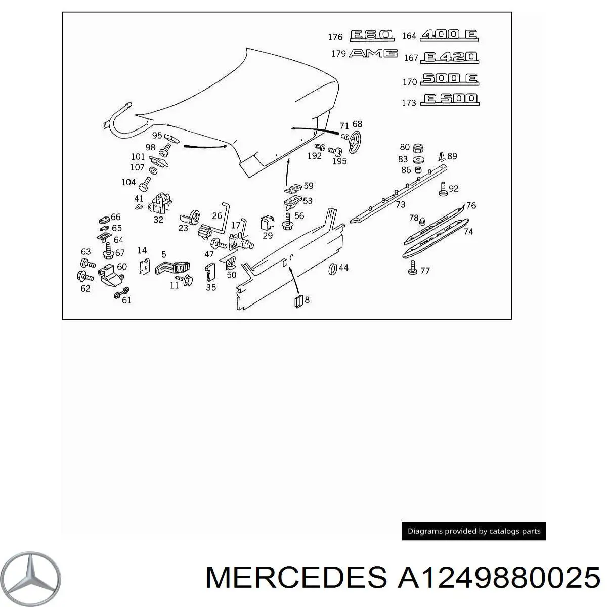 A1249880025 Mercedes Кліпса (пістон) кріплення молдинга двері