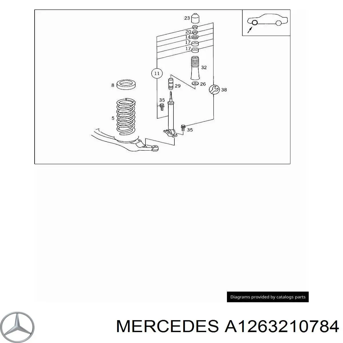 A1263210784 Mercedes проставка (гумове кільце пружини передньої, верхня)