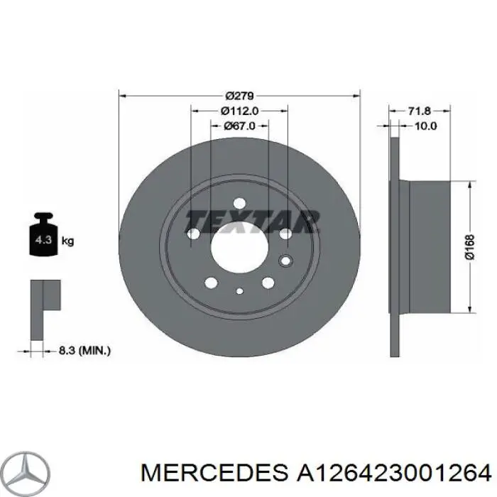 Купити A126423001264 Mercedes Диск заднього гальма