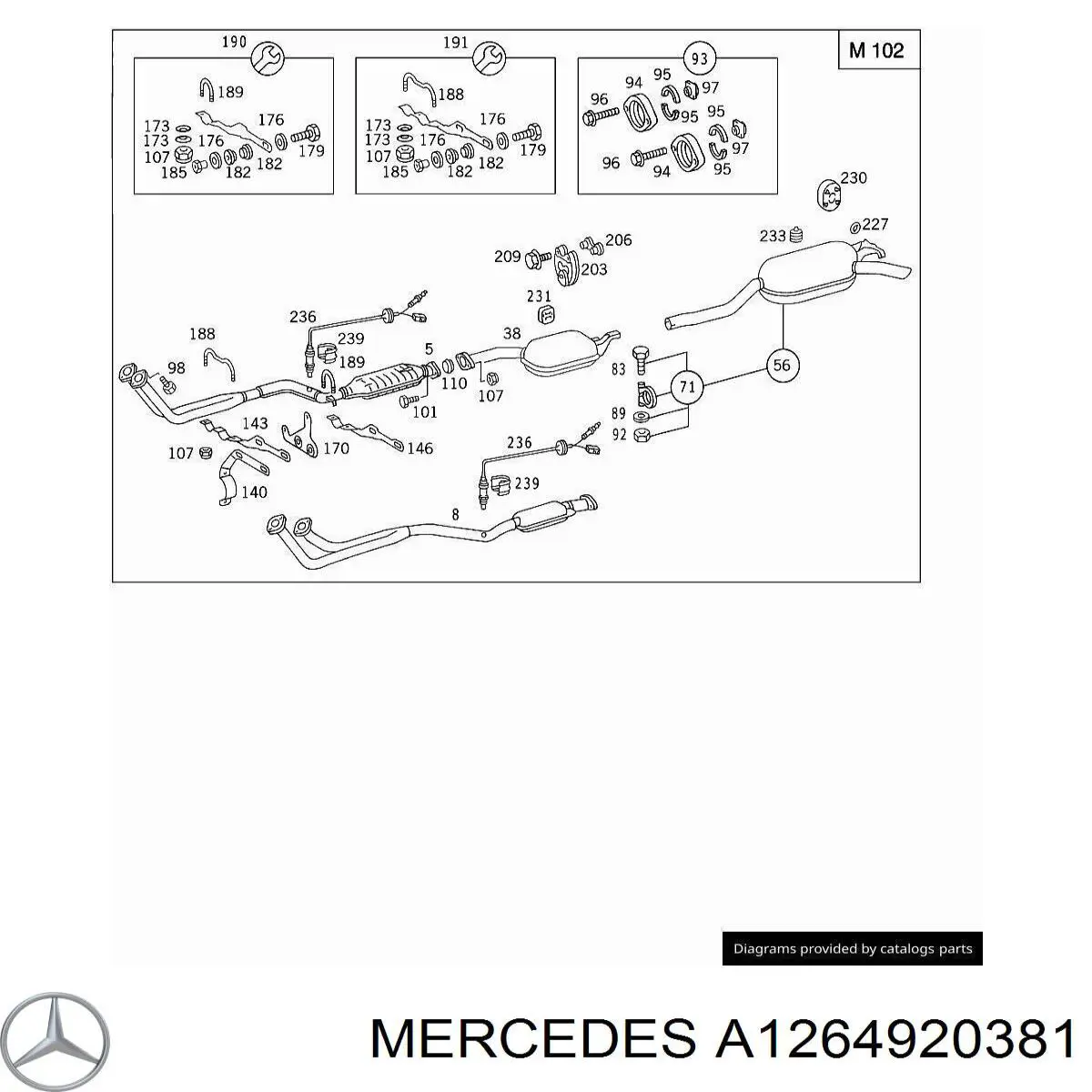 Кільце приймальні труби глушника ущільнювача Mercedes A1264920381 ціна, від 3.46 USD