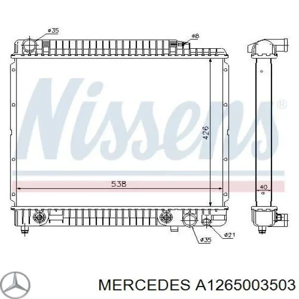 Радіатор основний Mercedes A1265003503 ціна, від 102.62 USD
