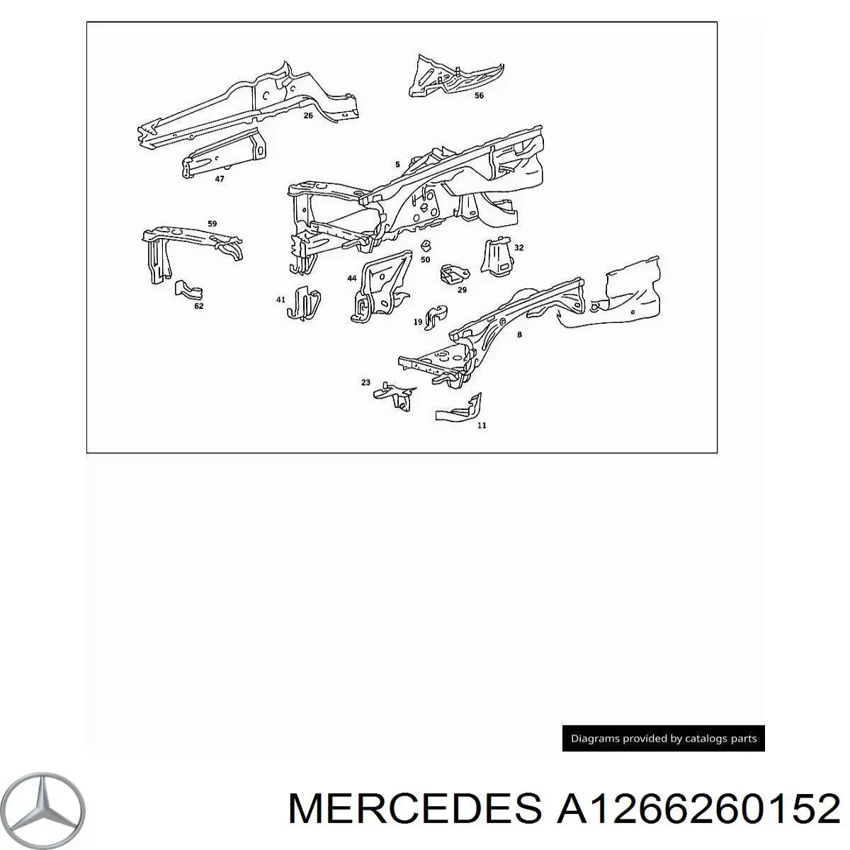 Лонжерон рами передній лівий Mercedes A1266260152 ціна, від 229.98 USD
