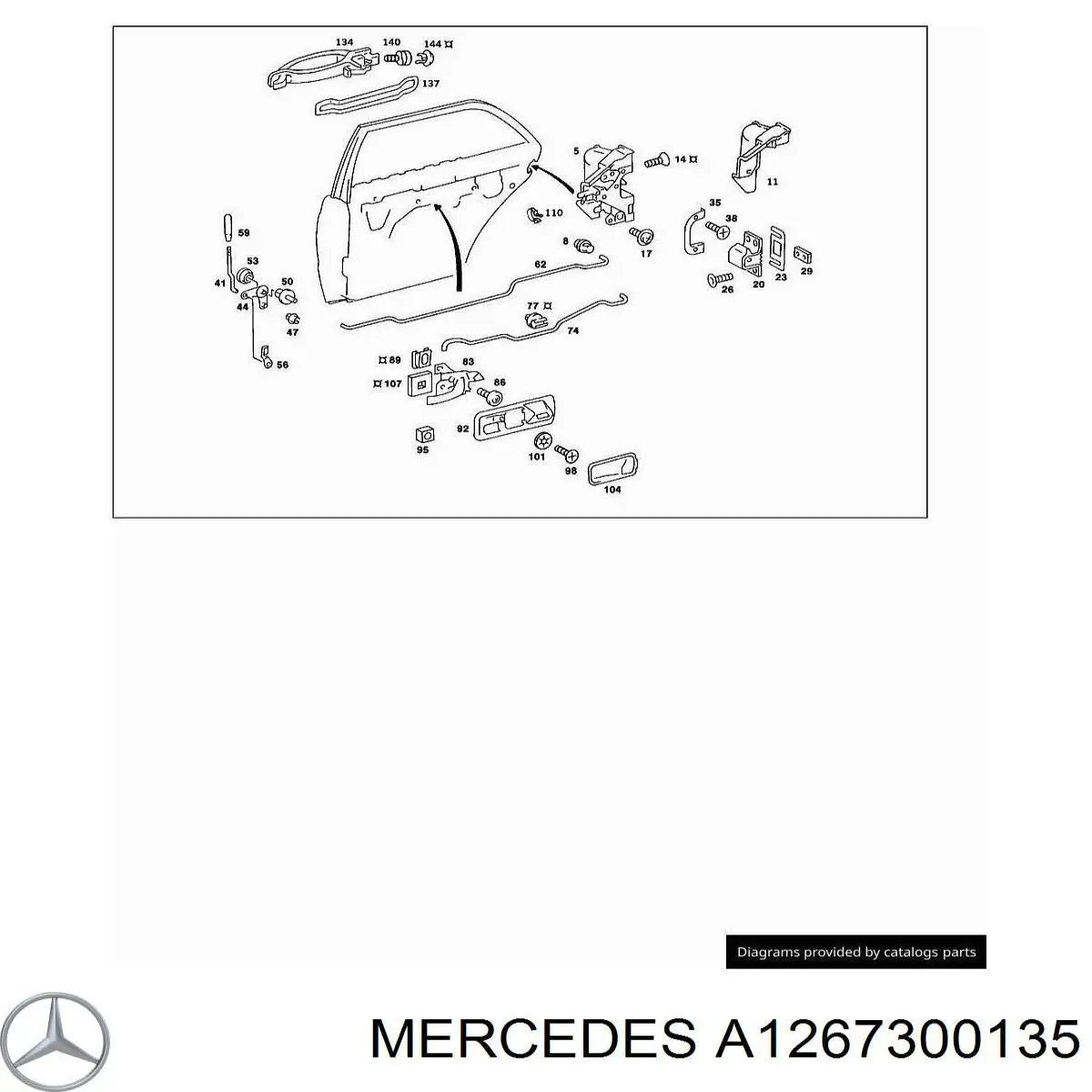 Замок задньої двері, лівої Mercedes A1267300135 ціна, від 112.87 USD