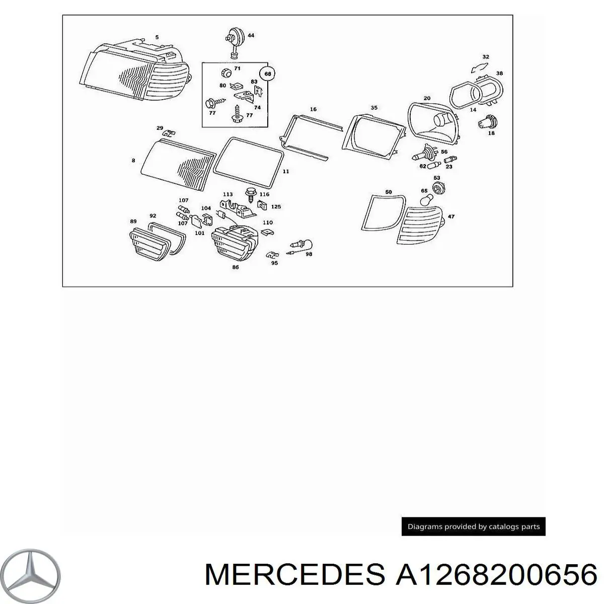 Фара протитуманна, права на Mercedes S-Class (W126)