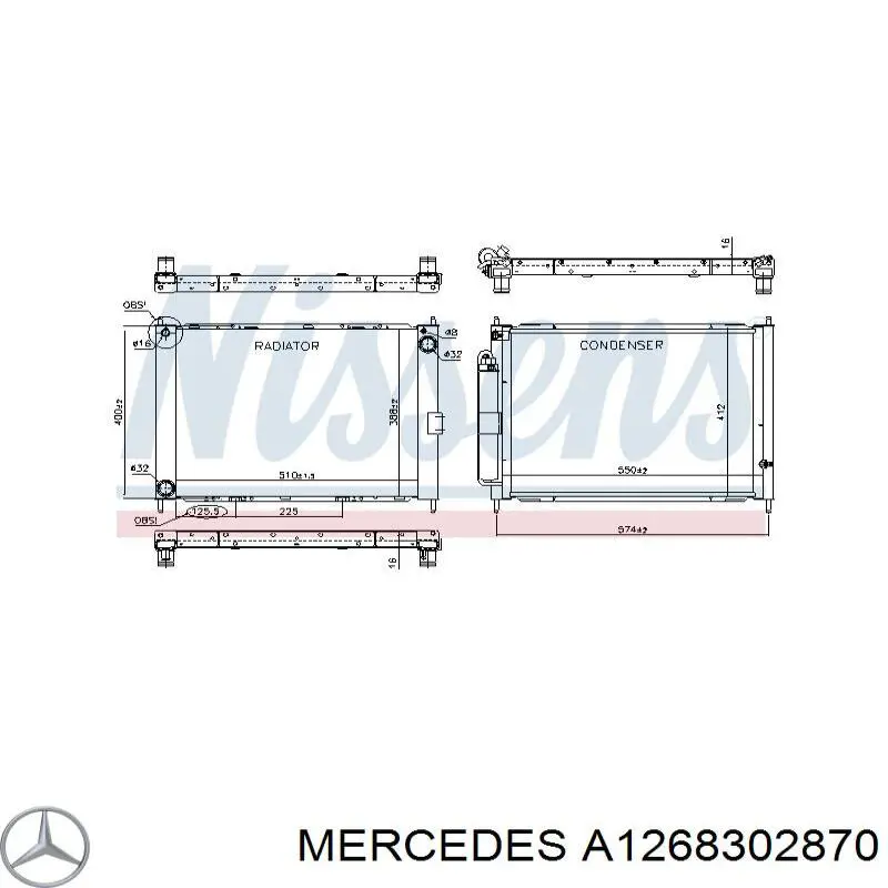 Конденсатор кондиціонера Mercedes A126830287064 ціна, від 819.91 USD