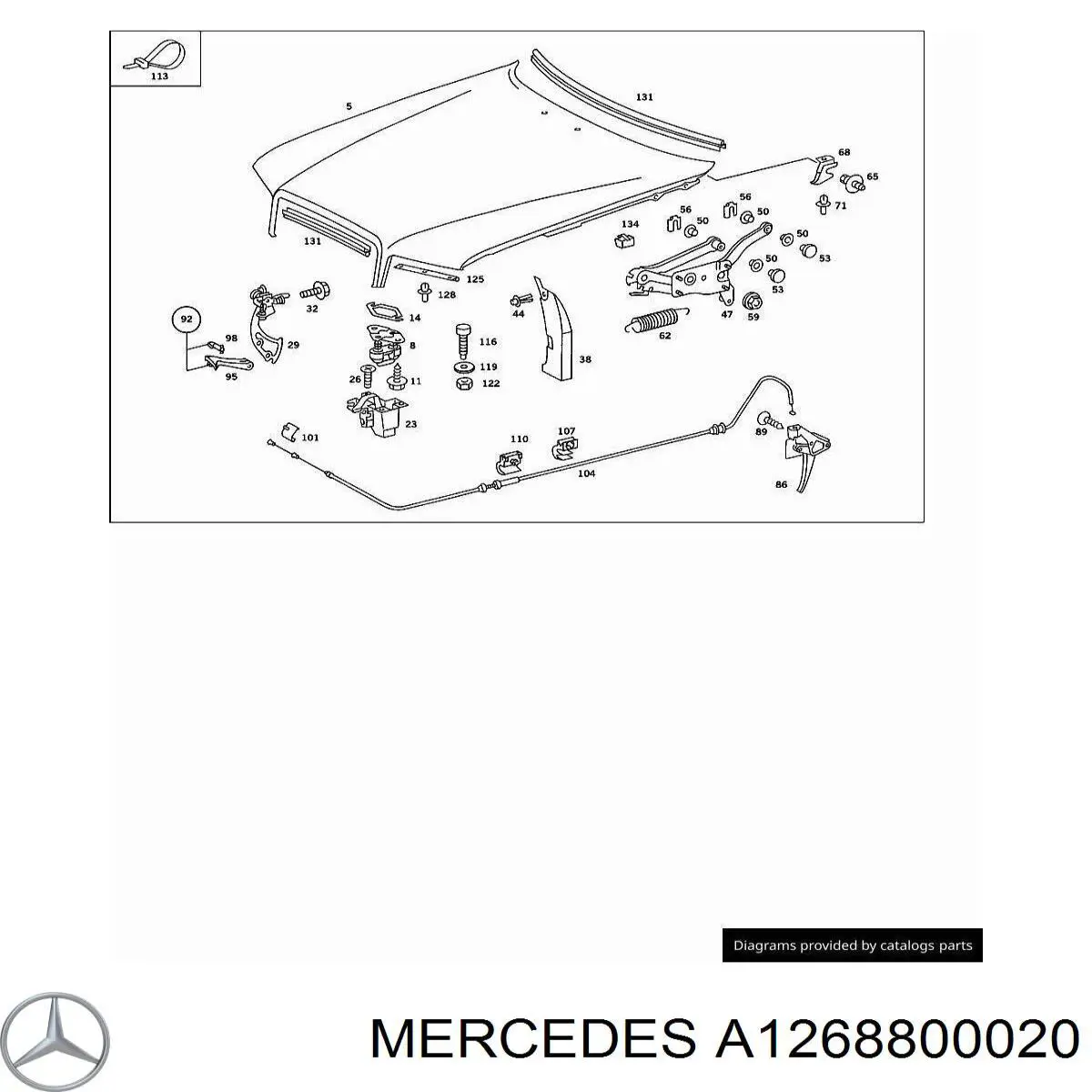 Купити A1268800020 Mercedes Ручка відкривання капота