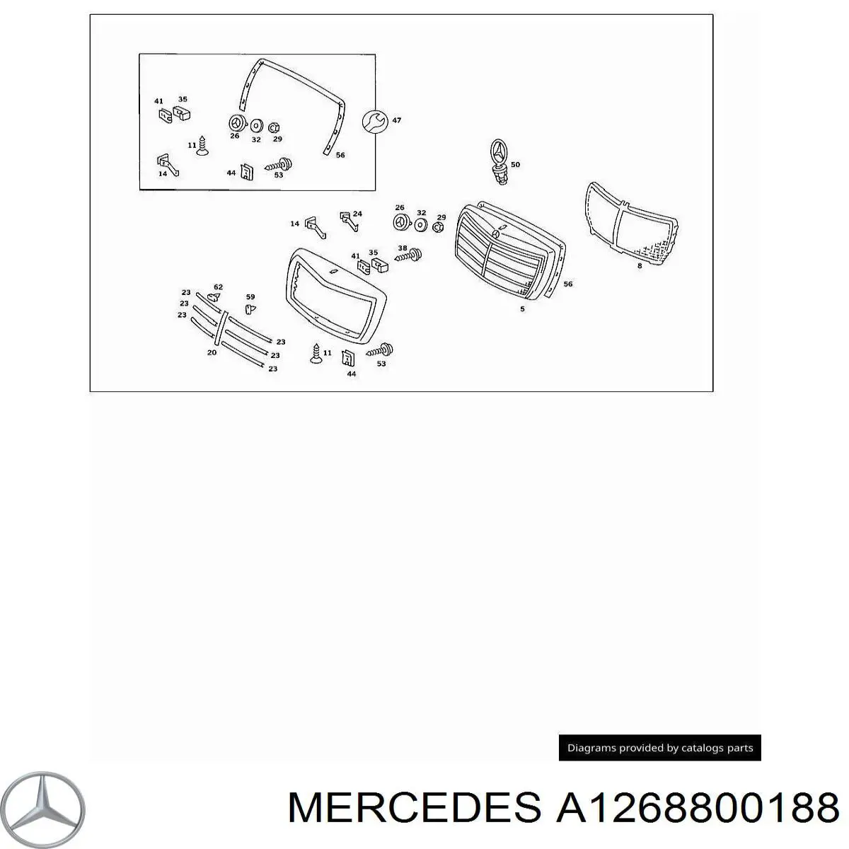 Емблема на решітку радіатора Mercedes A1268800188 ціна, від 543.12 USD