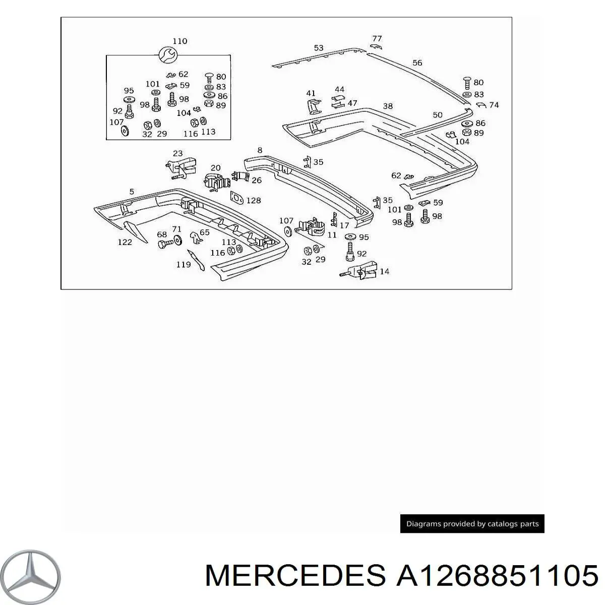 A1268851105 Mercedes Буфер (бампер) задній