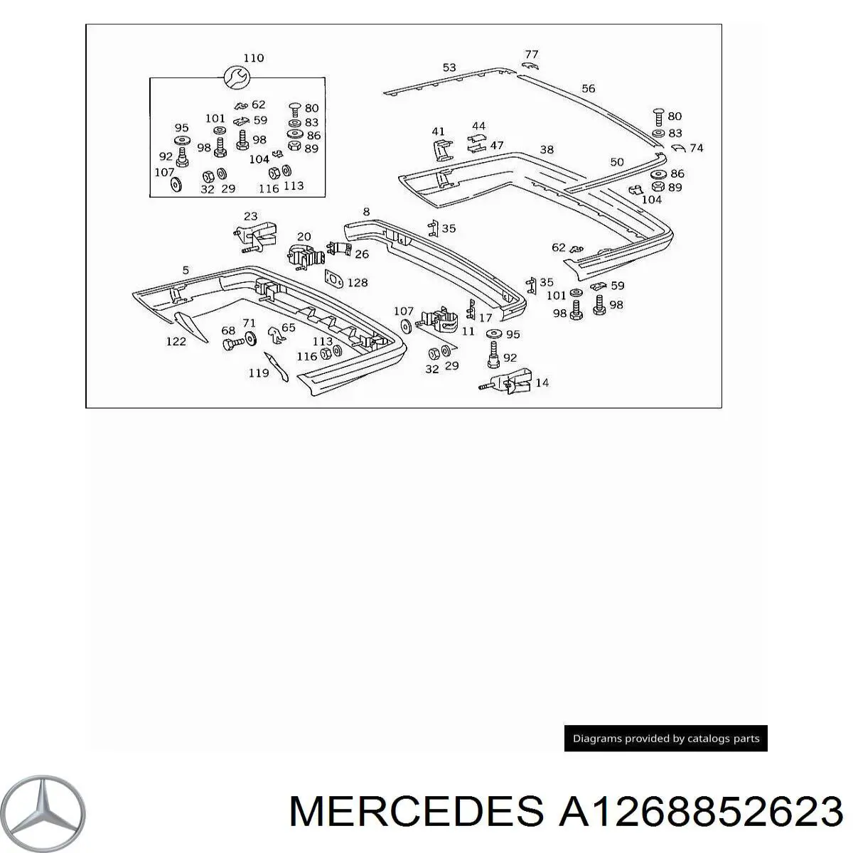 Бампер задній, права частина Mercedes A1268852623 ціна, від 301.92 USD