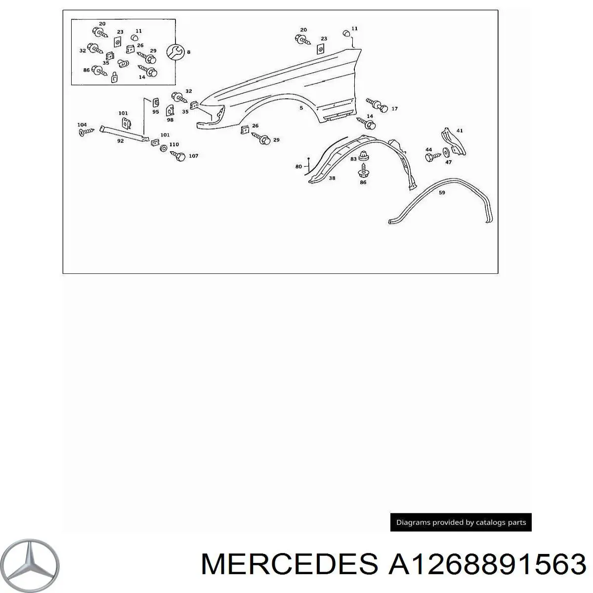 A1268891563 Mercedes Вія (накладка) лівої фари