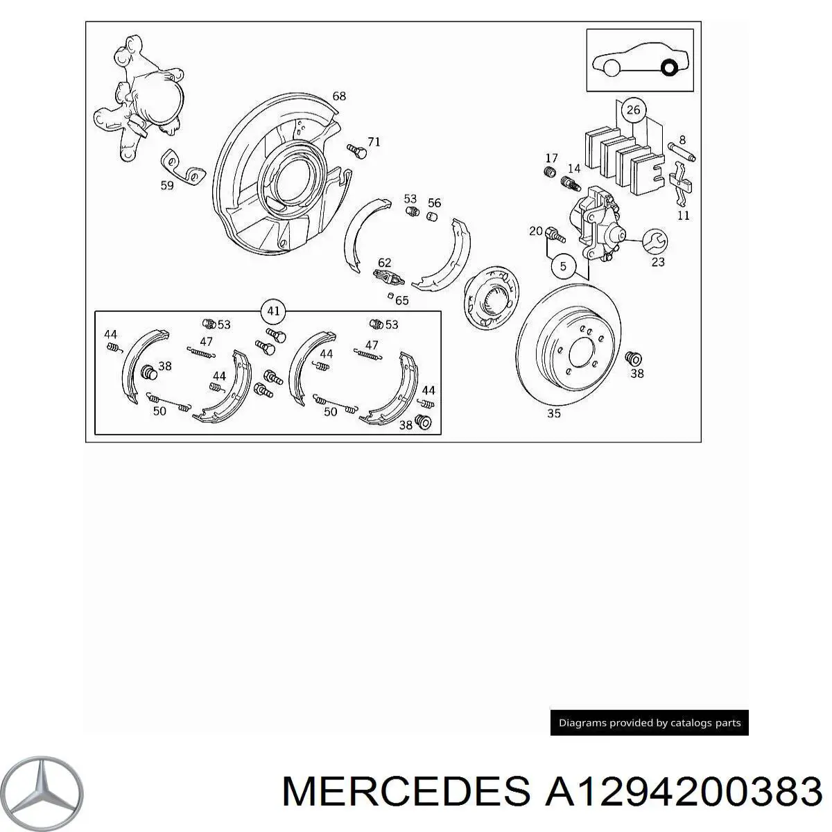 Супорт задній правий A1294200383 Mercedes