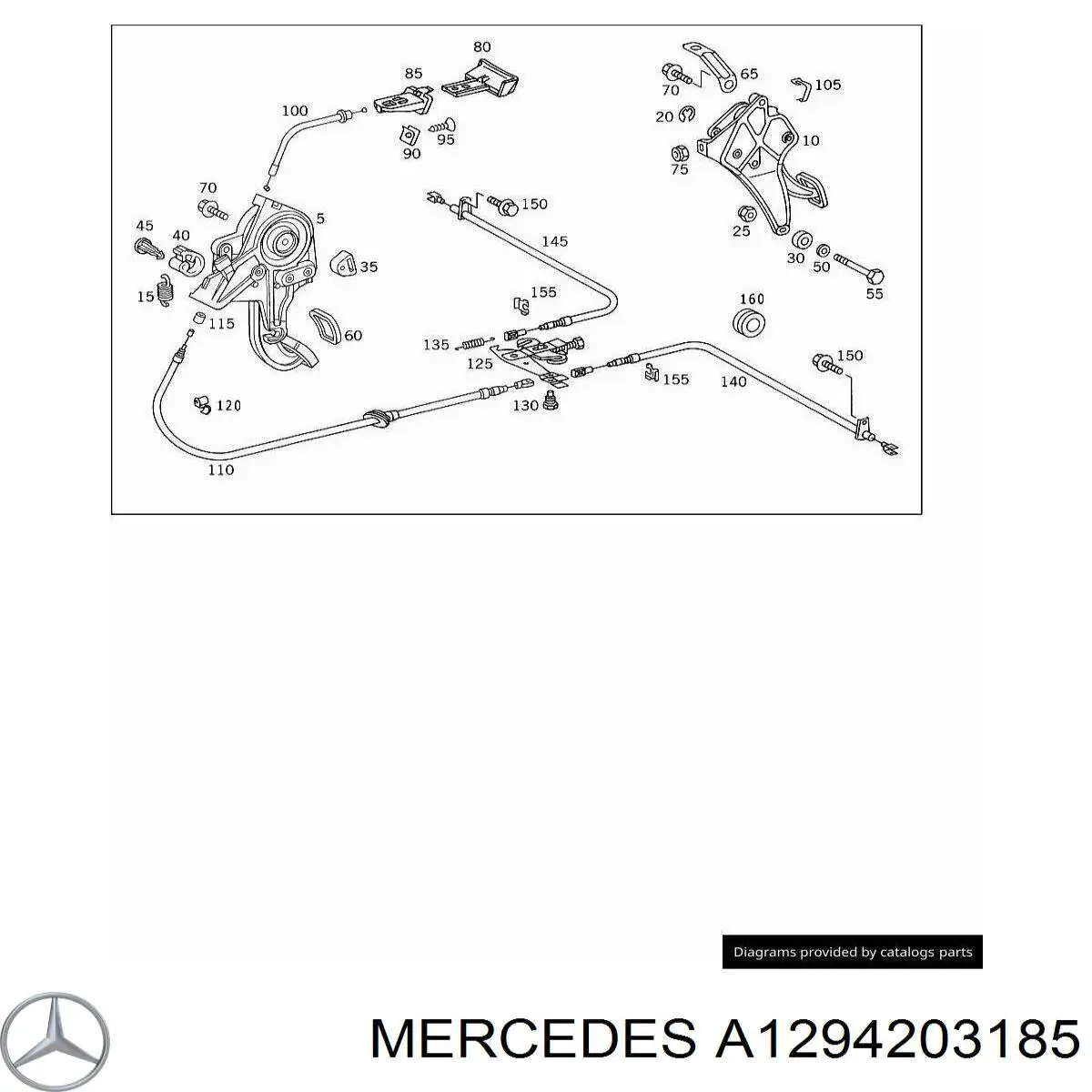 Купити A1294203185 Mercedes Трос ручного гальма передній